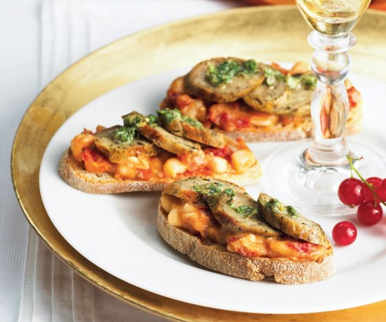 Wild Garlic and parsley Veggie Sausage Crostini Recipe