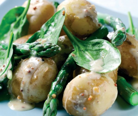 Warm Jersey Royals, Spinach and Asparagus Salad Recipe