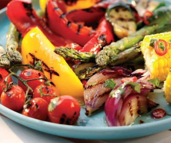 Barbecued Summer Vegetables with Pomegranate Dressing Recipe