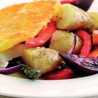 Cheese Schnitzel with Warm Jersey Royal and Beetroot Salad Recipe