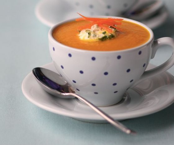 Ginger and Carrot Soup with Lemon Herb Cream Recipe