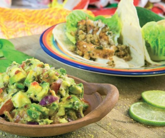 Guacamole with Veggie Chilli and Walnut Burritos Recipe