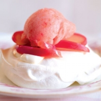 Meringues with Poached Pink Lady Apples and Sorbet Recipe