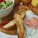 Mexican Baked Wedges and Corn with Eggs and Avocado Salsa Recipe: Recipe-IDEAS