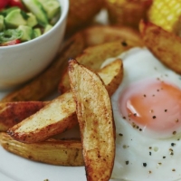 Mexican Baked Wedges and Corn with Eggs and Avocado Salsa Recipe