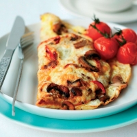 Mushroom and Pepper Omelette with Roasted Tomatoes Recipe