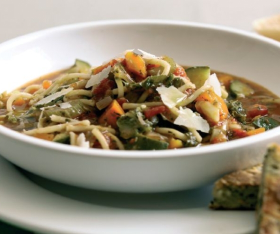 Phil Vickery’s Italian Style Vegetable Broth with Yoghurt Flat Breads Recipe