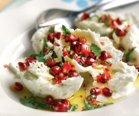 Pomegranate and Mozzarella Salad with a Chilli, Mint and Parsley Dressing Recipe