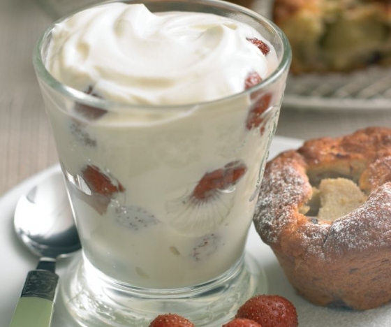 Rhubarb and Blackberry Breakfast Muffins with Strawberry Yoghurt Pots Recipe