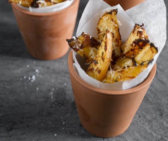 Roast Swede Wedges with Parmesan-style Cheese Recipe