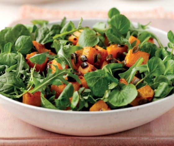 Roasted Spicy Squash Leafy Salad Recipe