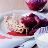 Spelt Flour Pancakes with Rhubarb and Cardamom Recipe