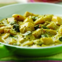 Spiced Potatoes with Aubergine and Coconut Recipe
