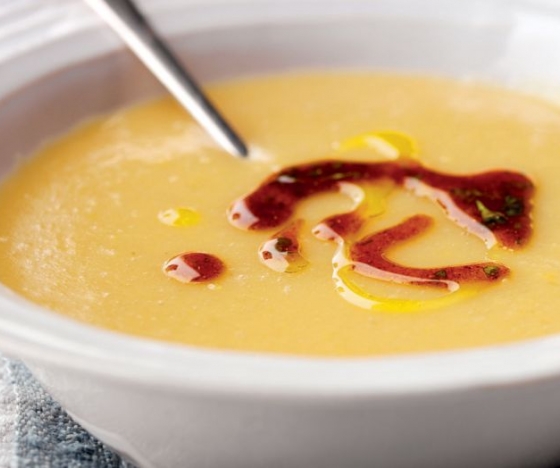 Split Pea Soup with Spicy Moroccan Drizzle Recipe