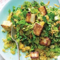 Stir-fried Green Couscous with Halloumi Recipe