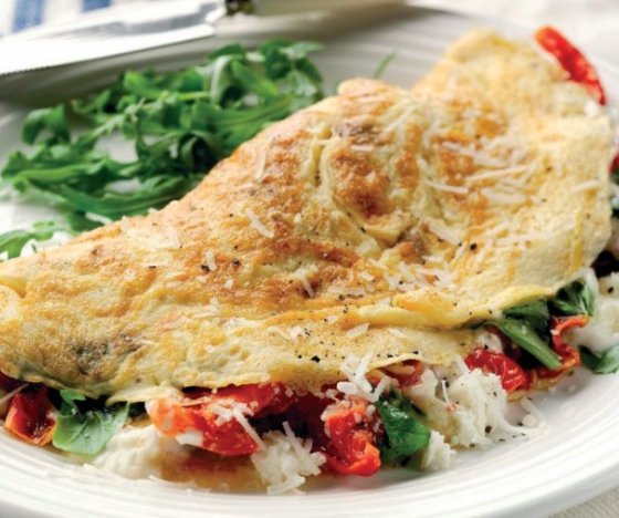 Sunblush Tomato, Basil and Cheese Omelette Recipe