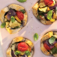 Sunflower and Chia Seed Bread Cups with Roasted Mediterranean Vegetables Recipe
