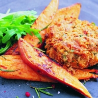 Thai Bean Burgers & Sweet Potato Wedges Recipe