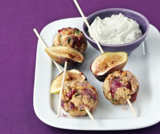 Tofu and Cranberry Balls with Figs and a Blue Cheese Dip Recipe