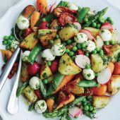 Vegetables with Roast King Edwards, Pistou, Mozzarella and Sunblush Tomatoes Recipe: Recipe-IDEAS