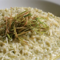 Watercress Pesto Risotto with Crispy Leeks Recipe