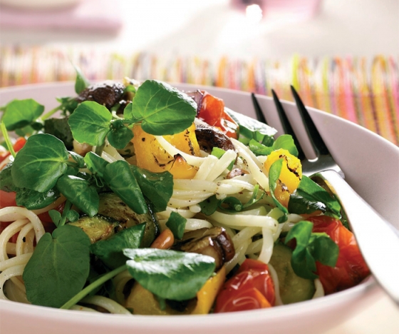 Roasted Vegetable and Watercress Linguine Recipe