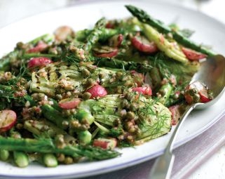Griddled Radish, Fennel and Asparagus Salad with a Caper Dressing Recipe