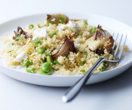 Roast Shallot and Broad Bean Couscous Recipe