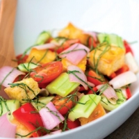 Shallot, Cucumber and Tomato Panzanella Recipe