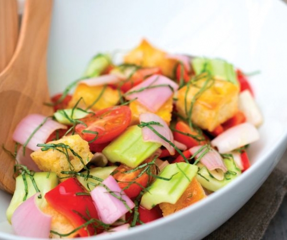 Shallot, Cucumber and Tomato Panzanella Recipe